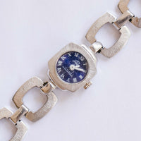 Small Luxus 17 Rubis Mechanical Watch | Orologio da donna vintage del quadrante blu