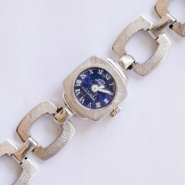 Kleiner Luxus 17 Rubis mechanisch Uhr | Blaues Zifferblatt Vintage Damen Uhr
