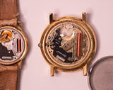 2 Gold -Tone Moon Phase Quartz Uhren nach Teilen & Reparatur - nicht funktionieren