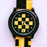 Vintage Black and Yellow Checked Life by Adec Watch | Japan Quartz Watch