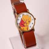 Jahrgang Timex Winnie the Pooh Uhr mit braunem Ledernato -Riemen