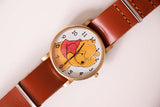 Ancien Timex Winnie the Pooh montre avec sangle d'OTAN en cuir marron
