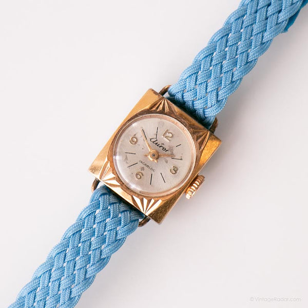 Orologio meccanico Aurore vintage | Orologio rettangolare degli anni '60 per le donne