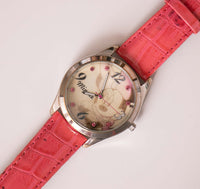40 mm grande vintage Minnie Mouse Disney reloj con piedras preciosas rosas
