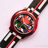 Vintage rot und schwarz ADEC Uhr | Japan Quarz Uhr durch Citizen