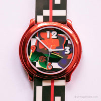Vintage rot und schwarz ADEC Uhr | Japan Quarz Uhr durch Citizen