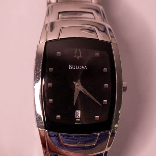 الاتصال الهاتفي الأسود Bulova Accutron Swiss Date Watch لقطع الغيار والإصلاح - لا تعمل