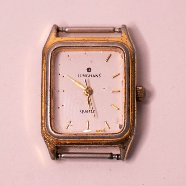 Junghans Goldfarbener rechteckiger Quarz Uhr für Teile