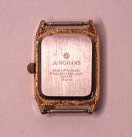Junghans ساعة كوارتز مستطيلة النغمة الذهبية للأجزاء والإصلاح - لا تعمل