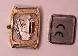 Junghans Cuarzo rectangular de oro reloj Para piezas y reparación, no funciona