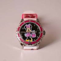 90 rosa Minnie Mouse reloj con dial negro y brazalete rosa colorido