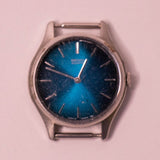 90er Jahre Blaues Zifferblatt Seiko Fünf Juwelenquarz Uhr Für Teile & Reparaturen - nicht funktionieren