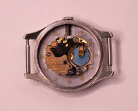 90er Jahre Blaues Zifferblatt Seiko Fünf Juwelenquarz Uhr Für Teile & Reparaturen - nicht funktionieren
