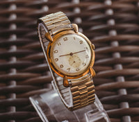 Orologio vintage meccanico di fabbricazione svizzera | Orologio da 39 mm per uomini placcati in oro