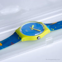 1993 Swatch GJ109 Chaise Longue Watch | خمر 90s الأزرق Swatch