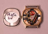 90 Citizen 1100 cuarzo de oro tono reloj Para piezas y reparación, no funciona