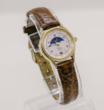 Timex Cuarzo de fase lunar reloj | Vintage de tono de oro Timex Señoras reloj