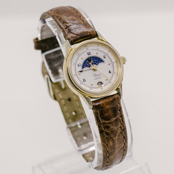 Timex Mondphasenquarz Uhr | Gold-Tone Vintage Timex Damen Uhr