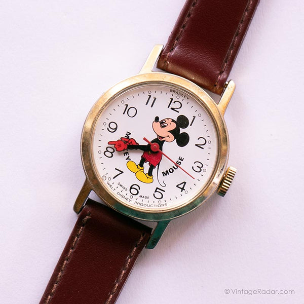 Vintage Gold-tone Mickey Mouse Watch | Bradley Mechanical Watch