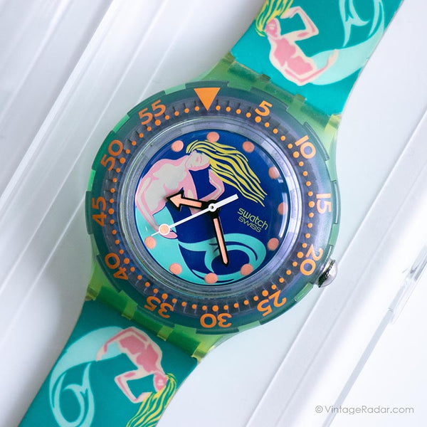 Mint 1993 Swatch SDG100 Sailors Freude Uhr | 90er blau Swatch Scuba
