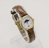 Timex Moon Phase Quartz Watch | Gold-tone Vintage Timex Ladies Watch