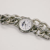 reloj fase lunar reloj | Relojes vintage de tono plateado