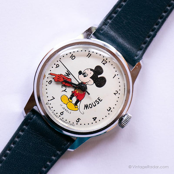 Raro vintage Mickey Mouse Guarda | 17 gioielli orologio meccanico