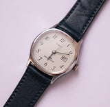Silberfarbenes mechanisch Timex Uhr | Seltener Jahrgang Timex Datum Uhr