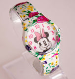 Blumen Minnie Mouse Armreif Uhr für Damen | Disney Armreifenmanschette Uhr