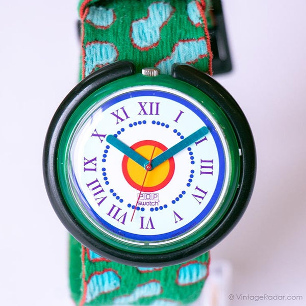 1992 swatch Pop PWG100 Perles de Folie Uhr | Grüner Pop swatch Uhr