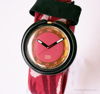 1992 Swatch Pop PWB160 Red Velvet Watch | Gold Pop Swatch Watch