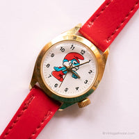 Vintage Papa Smurf Watch | Gold-tone Mechanical Watch