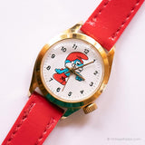 Vintage Papa Smurf Uhr | Goldfarbener mechanischer Uhr