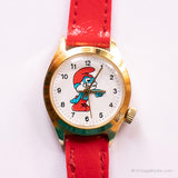 Vintage Papa Smurf Uhr | Goldfarbener mechanischer Uhr