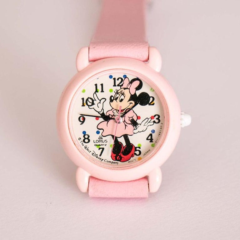Rose vintage Minnie Mouse Lorus Quartz montre Lorus V811-0450