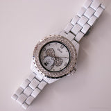 Blanco elegante Mickey Mouse reloj | Disney Diamantes de imitación reloj