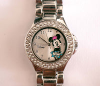 Silberton Minnie Mouse Uhr mit Edelsteinen | Accutime Uhr Leiche