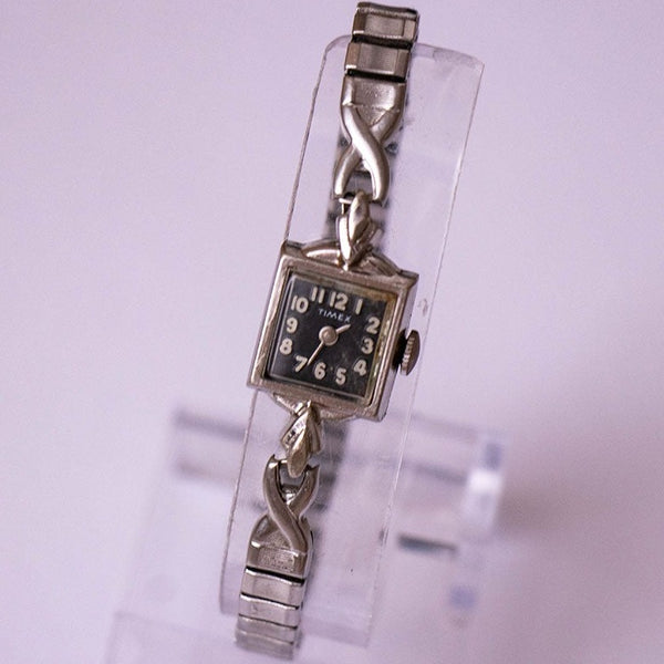 مربع صغير Timex ساعة ميكانيكية للسيدات | الفن ديكو Timex راقب