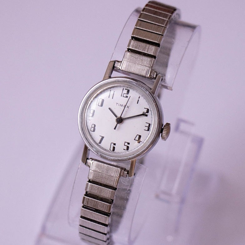 Timex Silver Tone Mechanical Metal Bezel Watch Ladies TIMEX Mechanical Watch Vintage Stainless Steel Mesh  main image 4