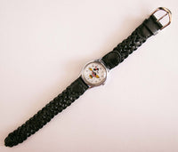Lorus V515 6080 A1 Minnie Mouse Watch with Textured Black Leather Strap