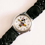 Lorus V515 6080 A1 Minnie Mouse reloj con correa de cuero negro texturizado