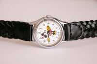 Lorus V515 6080 A1 Minnie Mouse reloj con correa de cuero negro texturizado