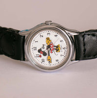 Lorus V515 6080 A1 Minnie Mouse Uhr mit strukturiertem schwarzem Lederband