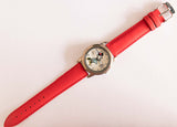 35mm 90s Disney Minnie Mouse Watch for Women with Red Leather Strap