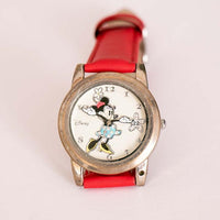 35 mm 90s Disney Minnie Mouse Guarda per donne con cinturino in pelle rossa