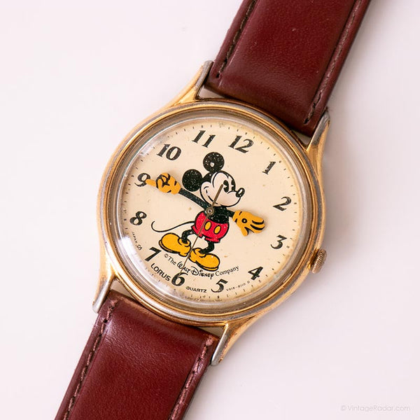 Ancien Lorus Mickey Mouse montre Ton d'or Disney Quartz montre