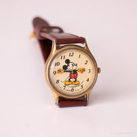 Ancien Lorus Mickey Mouse montre | Ton d'or Disney Quartz montre