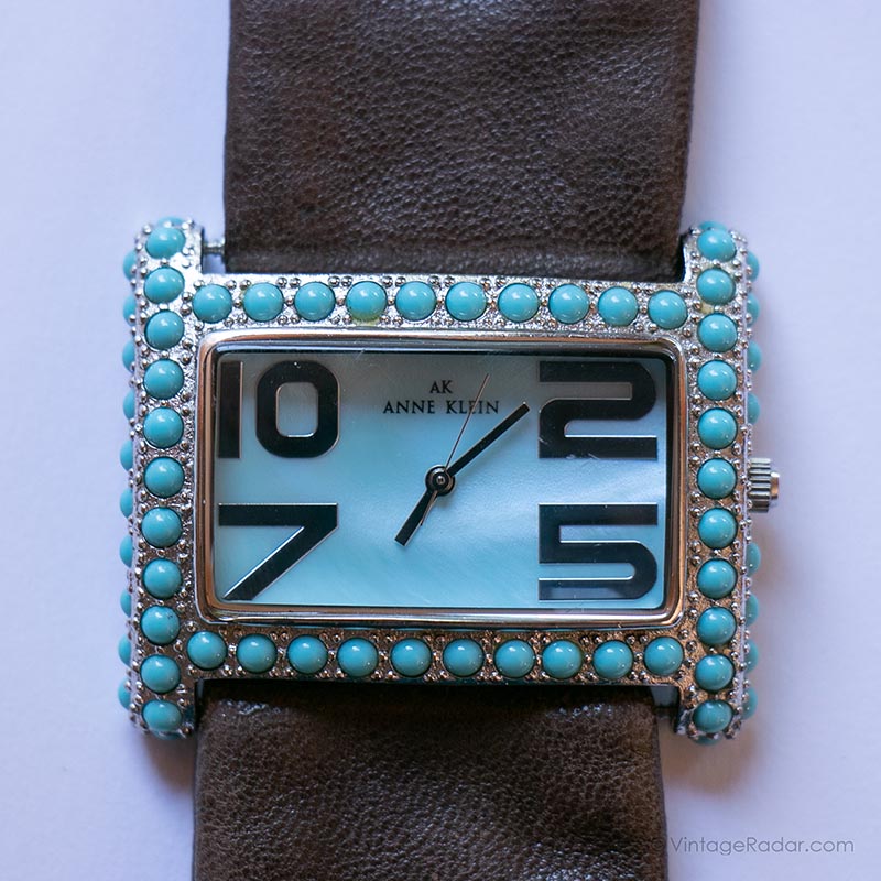 ✔️Anne Klein Teal Leather Watch Anne Klein Quartz Green Mother of Pearl Dial Ladies Watch  main image 2