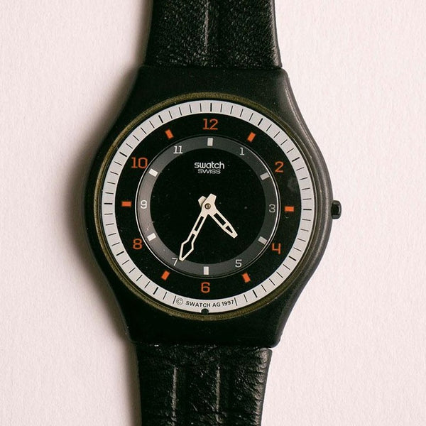 1997 خمر الجلد swatch مشاهدة SFB104G الإطراء | تسعينيات القرن الماضي سويسري ساعة