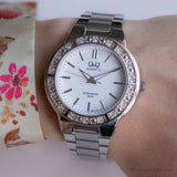 Vintage Q&Q by Citizen Dress Watch | Large Luxury Watch for Her
